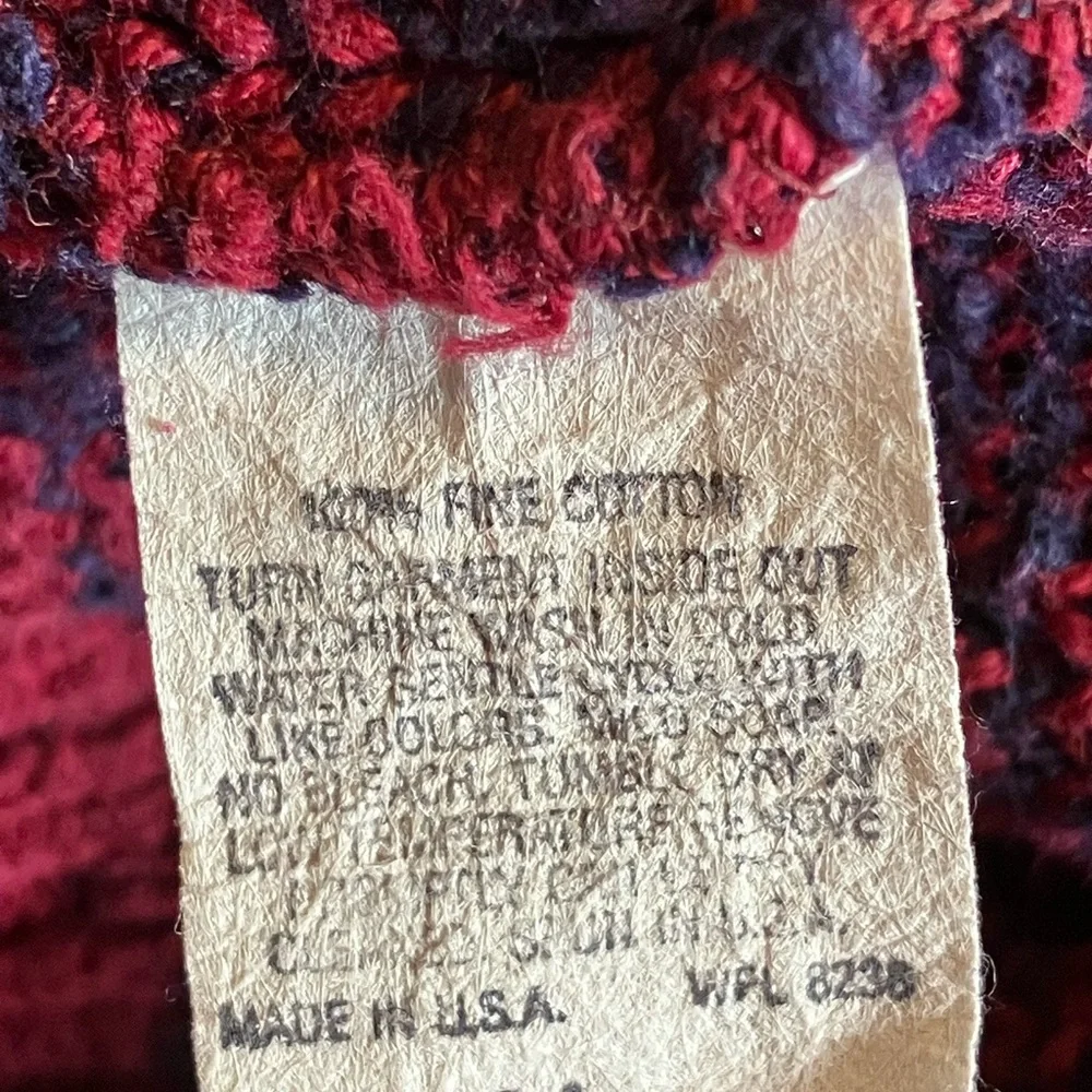 Vintage 80’s Lord Jeff 100% Fine Cotton maroon navy knit crew neck Sweater L